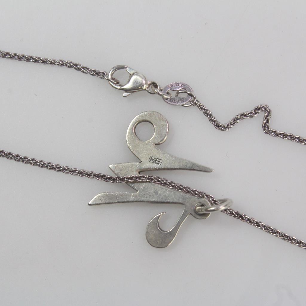 James Avery Silver Large Script Initial Pendant Necklace, 4.51g Property Room