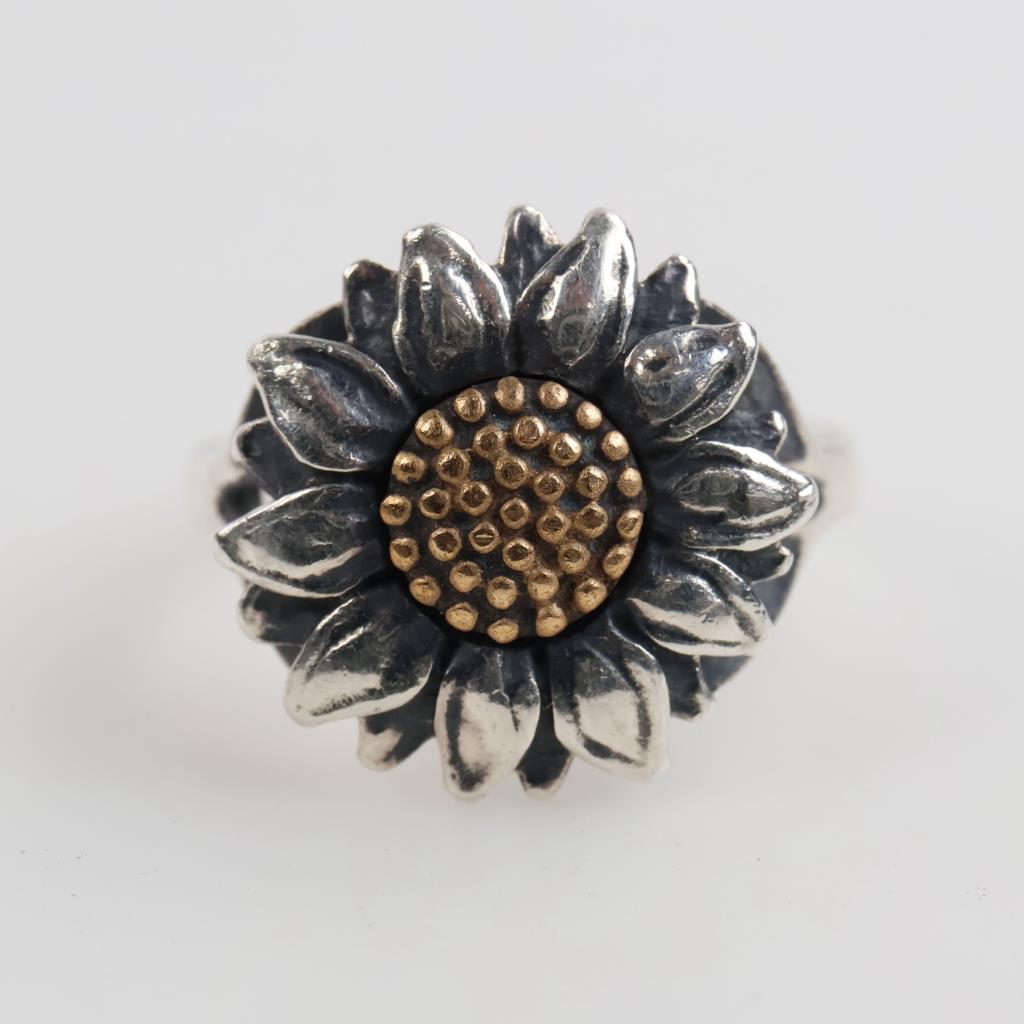 James Avery Sterling Silver Bronze Accent Wild Sunflower Ring