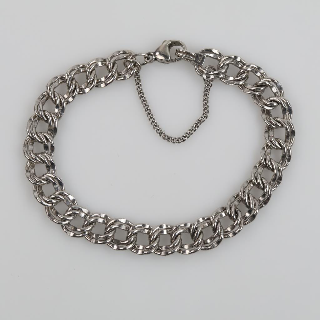 James Avery Sterling Silver Heavy Double Curb Charm Bracelet