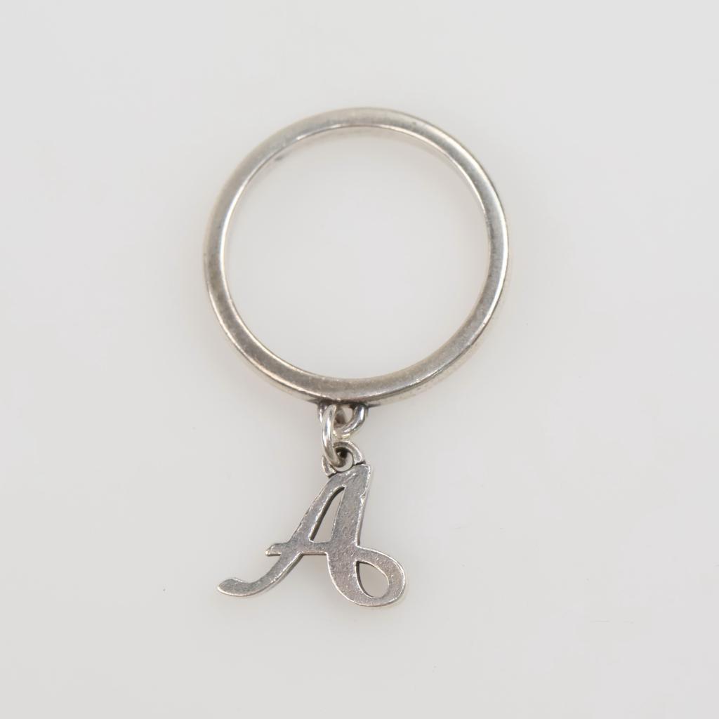 James Avery Sterling Silver Script Initial Dangle Ring