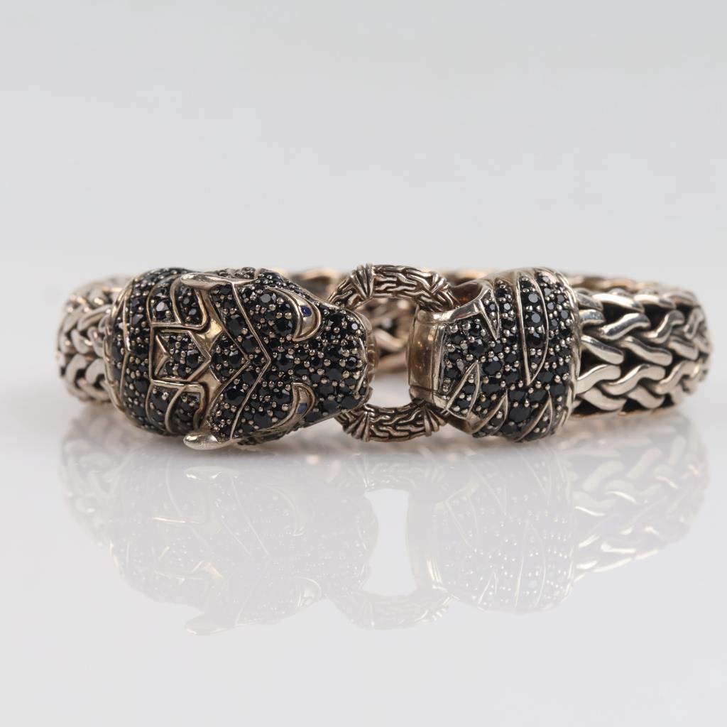 James Hardy Sterling Silver Black Sapphire Naga Bracelet -Evaluated By Certified Gemologist-AGS/GIA