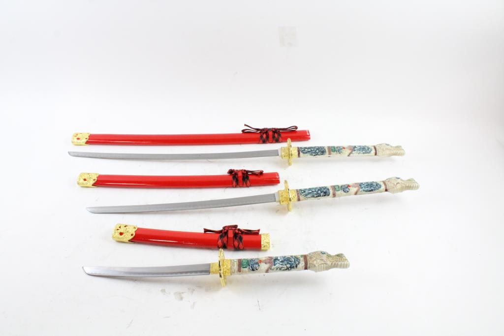 Japanese Inspired Decorative Sword Set, 3 Pieces Property Room