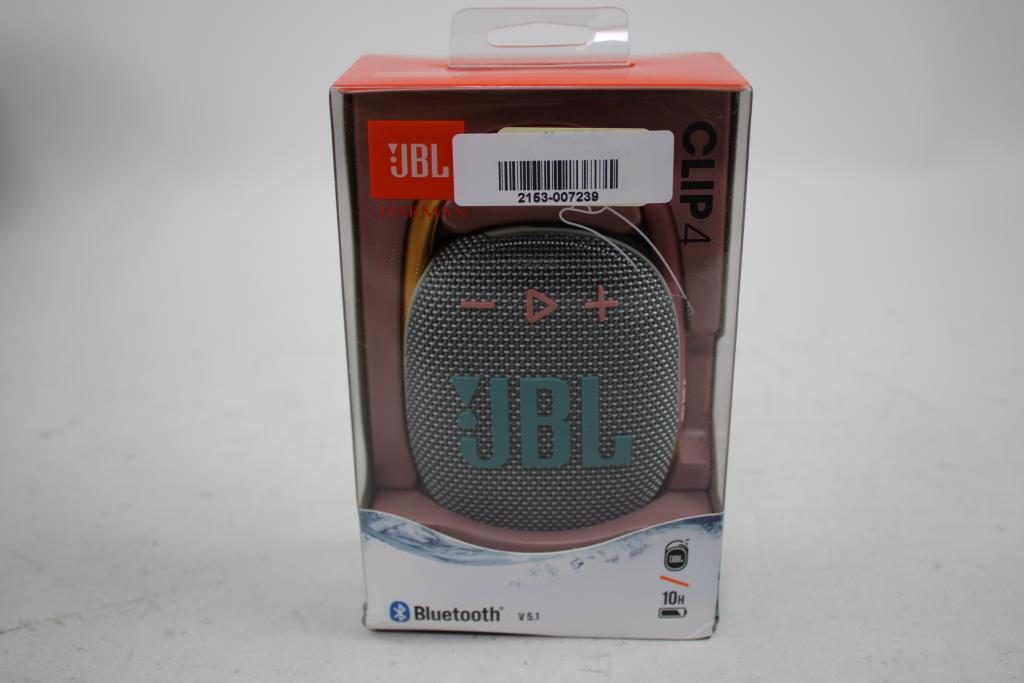 JBL Clip4 Bluetooth Speaker, Pink/Gray/Orange