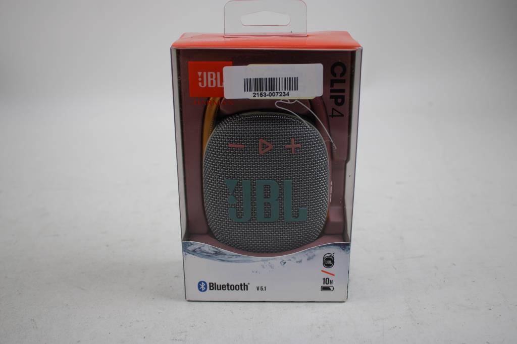JBL Clip4 Bluetooth Speaker, Pink/Gray/Orange