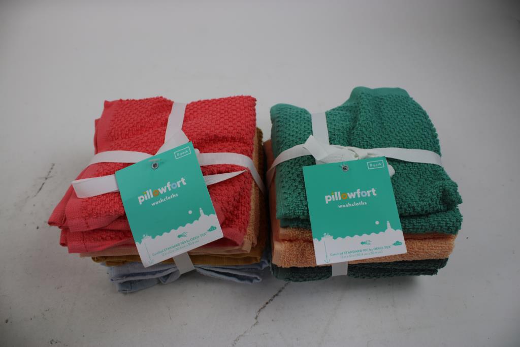 Jersey Twin Sheet Sets, Pillowfort 8-Pack Washcloths, 4 Pieces