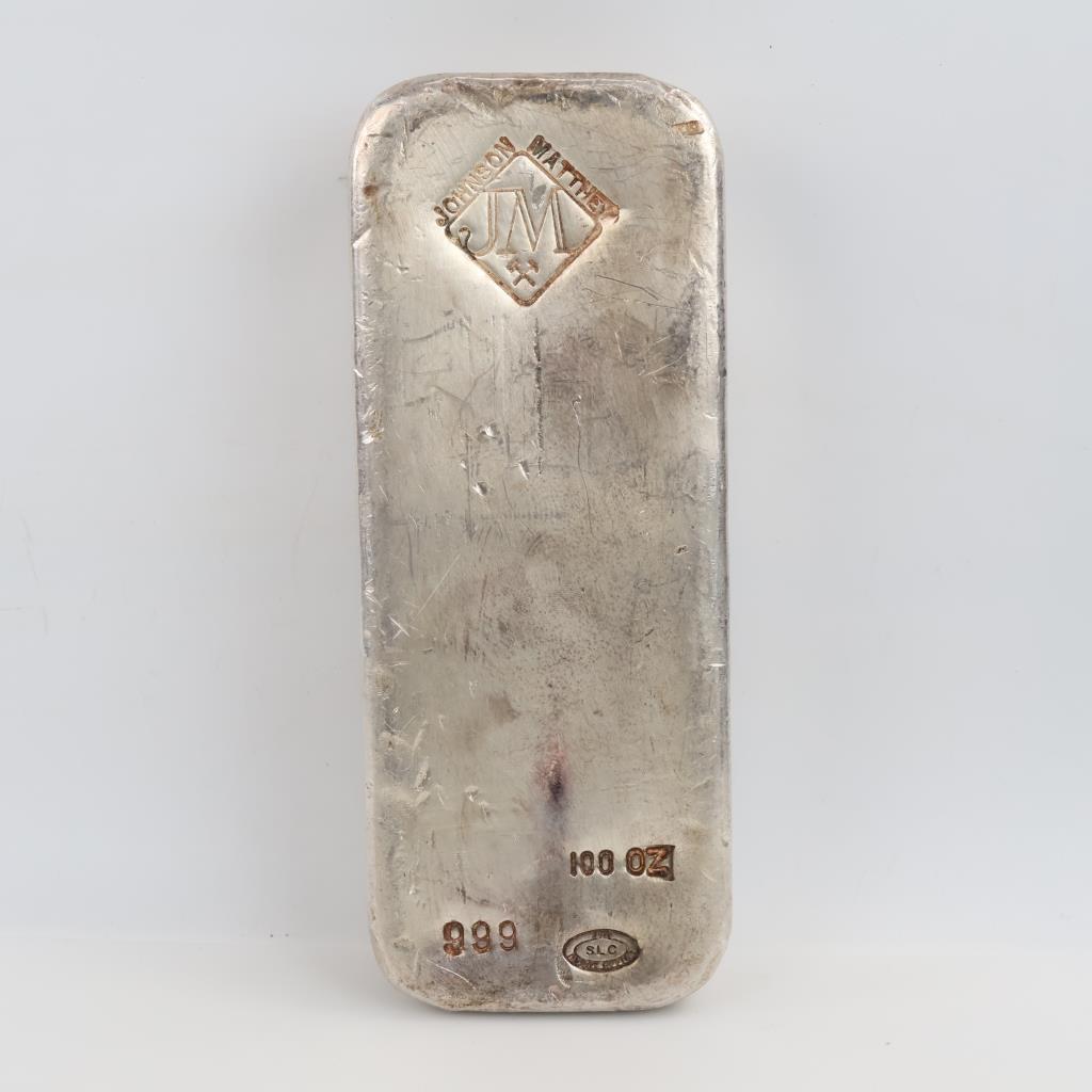 Johnson Matthey Fine Silver 100 Oz Bar