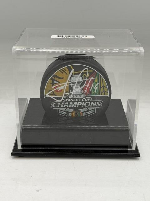 Jonathan Toews Autographed Chicago Blackhawks 2013 Stanley Cup Champions Hockey Puck