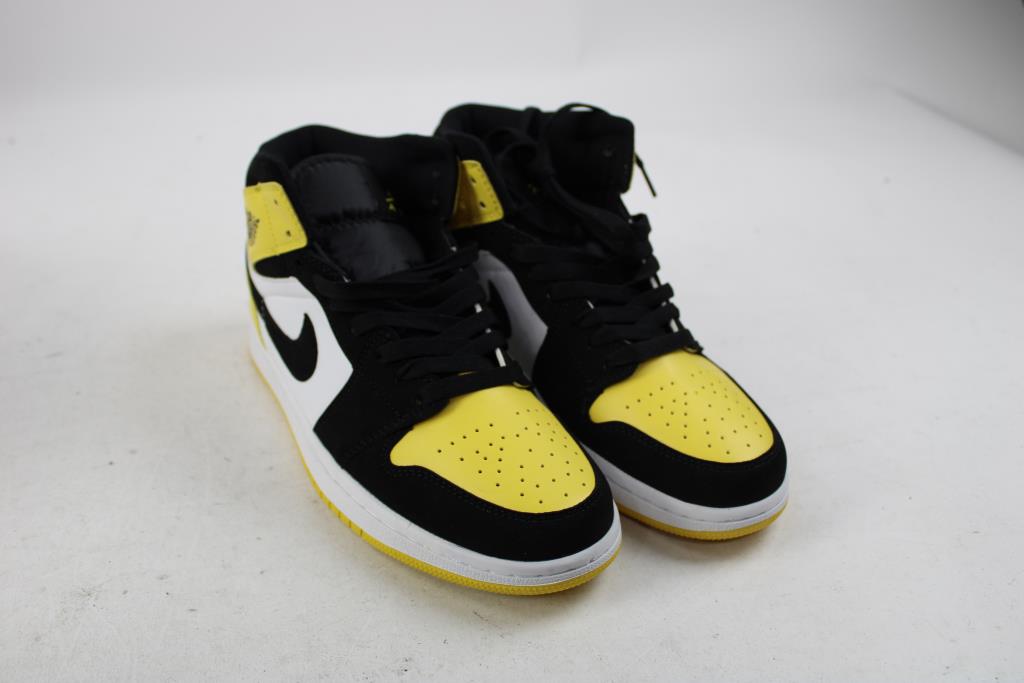 Jordan 1 Mid Yellow/Black/White Sneakers, Men's 8