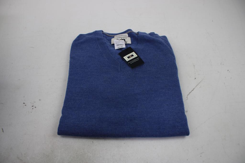 Joseph Abboud Extra Fine Merino Wool Sweater, Blue, XL