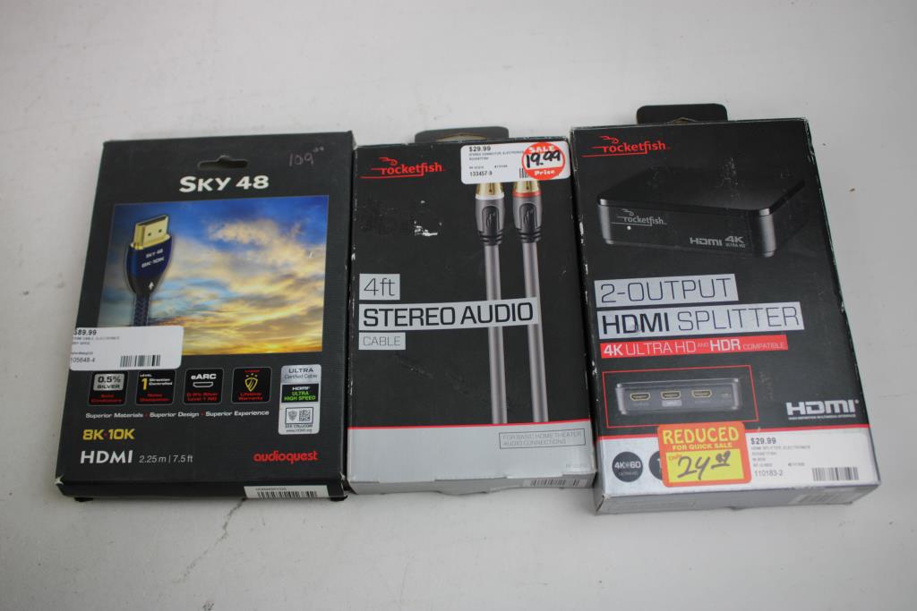 J-Tech Digital Audio Extractor, Audio Cable, HDMI Splitter, HDMI Cable, 4 Pieces