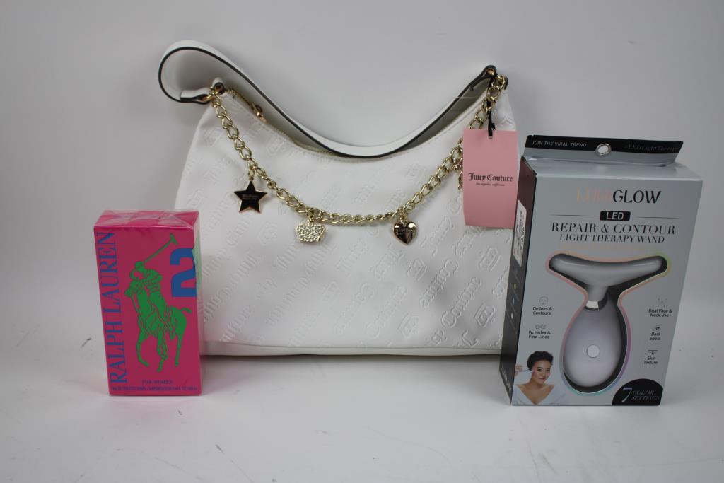 Juicy Couture White Handbag, Ed Hardy Wallet, And More, 6 Pieces