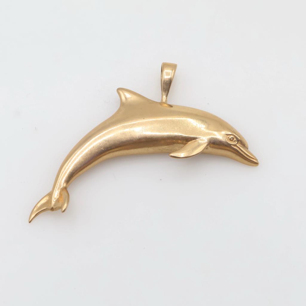 Kabana 14kt Gold Hollow Dolphin Pendant