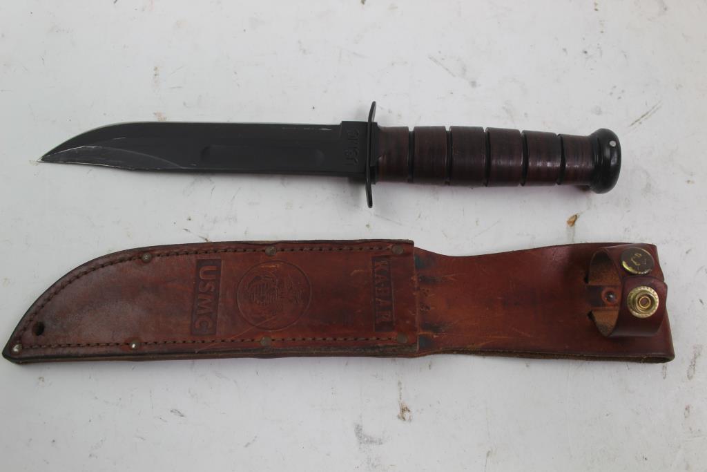 KaBar USMC Fixed Blade Knife And Sheath Property Room