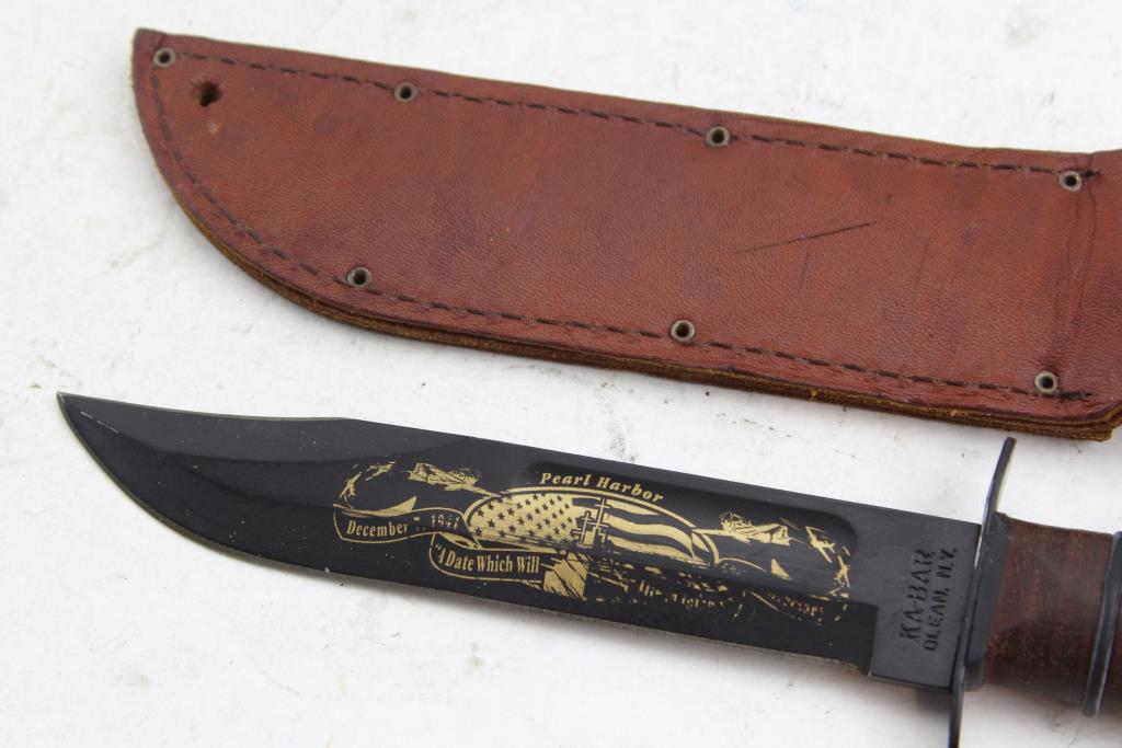 KaBar Usmc Pearl Harbor Commemorative Fixed Blade Knife And Sheath