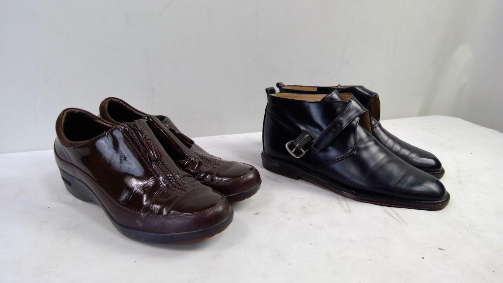 Kenneth Cole Size 8 Buckle Shoes, Cole Haan Size 8B Front-Zip Shoes, 2 Pieces