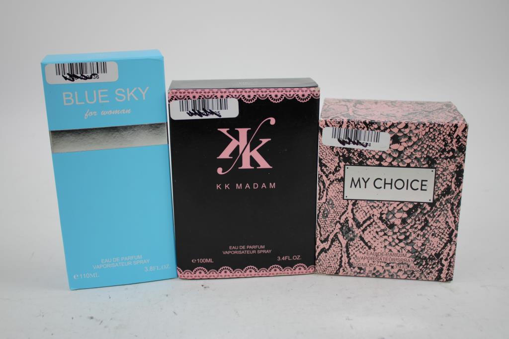 KK Madam, My Choice, Blue Sky Eau De Parfum Sprays, And Coach Handbag, 4 Pieces