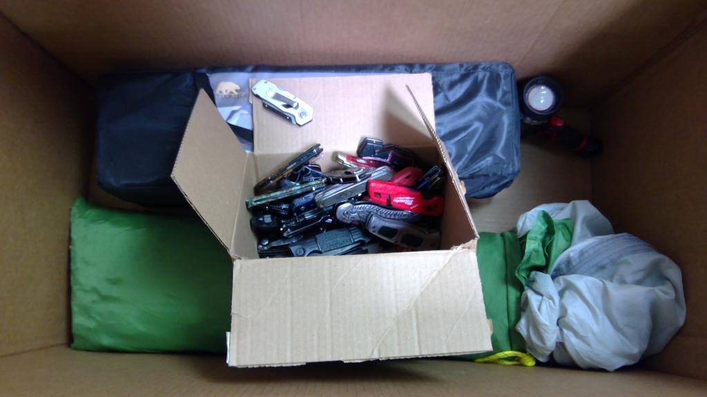 Knives Bulk Lot, Flashlight, & Golden Bear Tent With Extra Tent