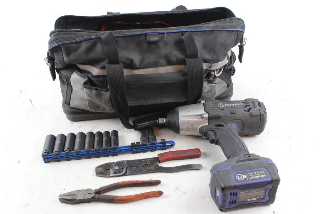 Kobalt Tool Bag Filled Various Tools Property Room Kobalt Tool Bag Filled Various Tools