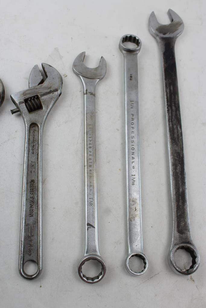 Large Combo Wrenches, Adjustable Wrench, & More Assorted Tools; 5