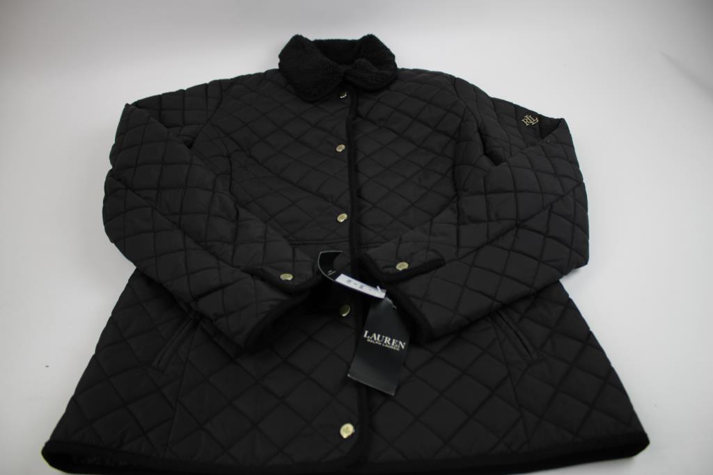 Lauren Ralph Lauren Women's Faux Sherpa Collar Quilted Coat