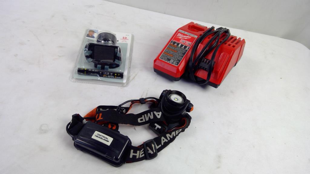 LED Head Lamps, Milwaukee M12 M18 Battery Charger, 3 Pieces