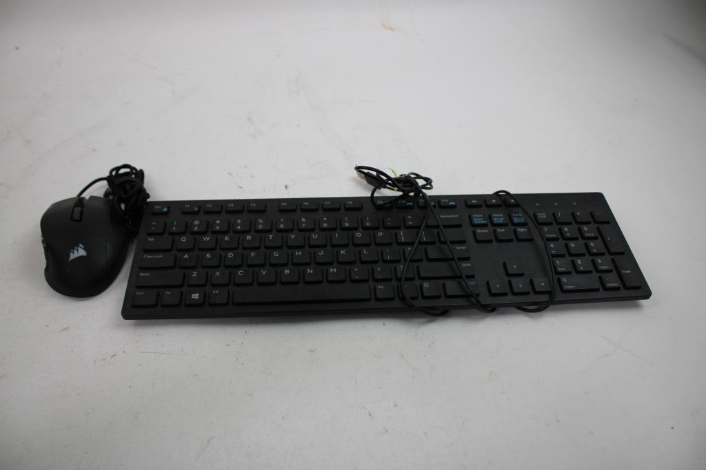 LED Strip Light, PowerTek Charger Cable, Dell Keyboard, Corsair PC Mouse, 4 Pieces