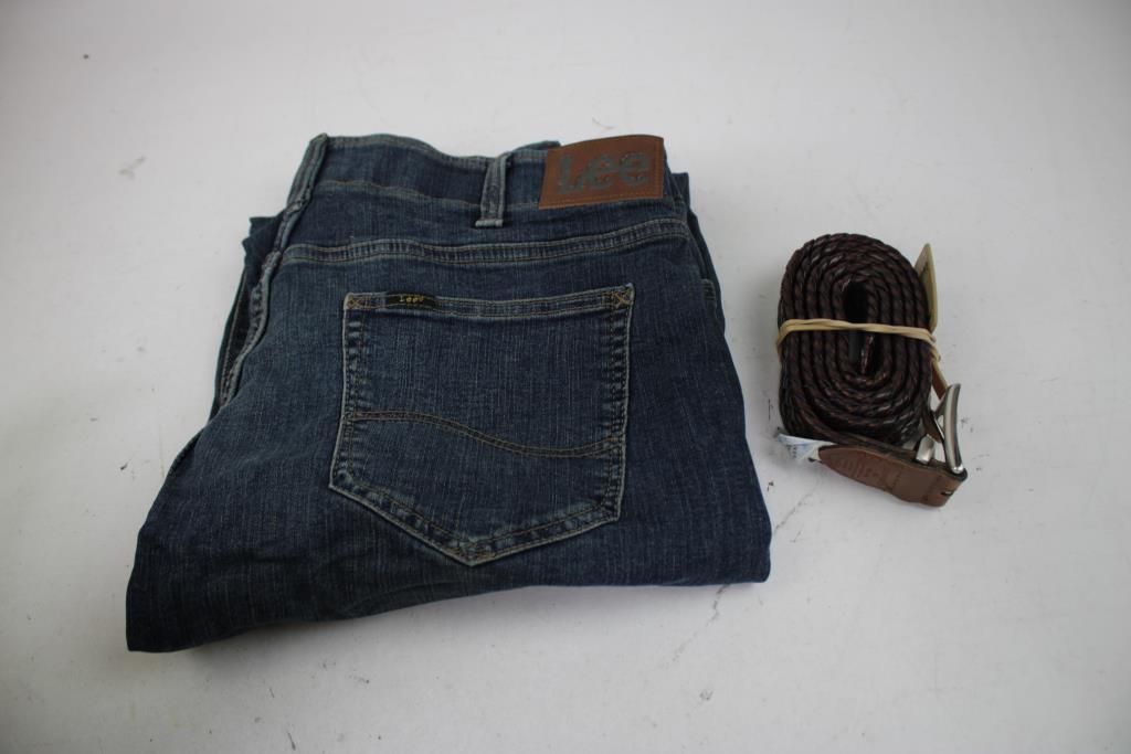 Lee's Cortez, Maverick, Regular Fit Denim Jeans, 36x34, And Dockers XL Belt, 4 Pieces