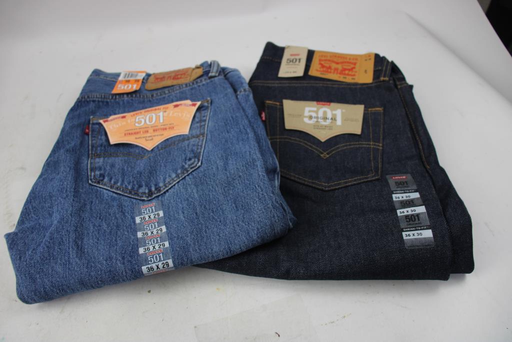 Levi 501 Original Straight Leg And 559 Relaxed Jeans, W36xL30, W35xL29, 3 Pieces
