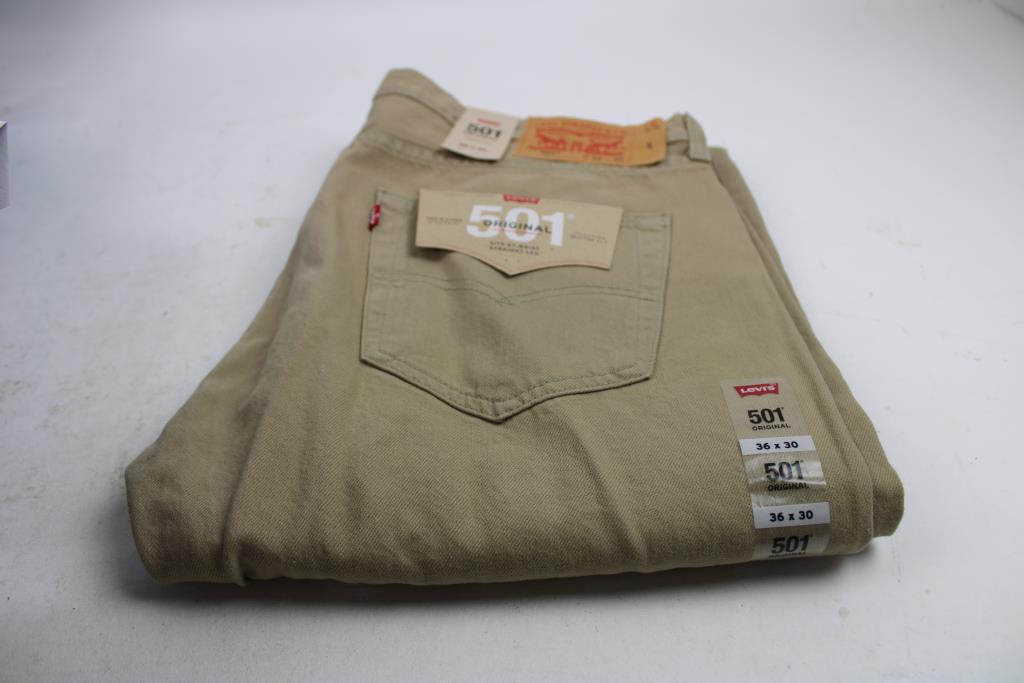 Levi's 501 Original Straight Leg Beige Jeans, W36xL30