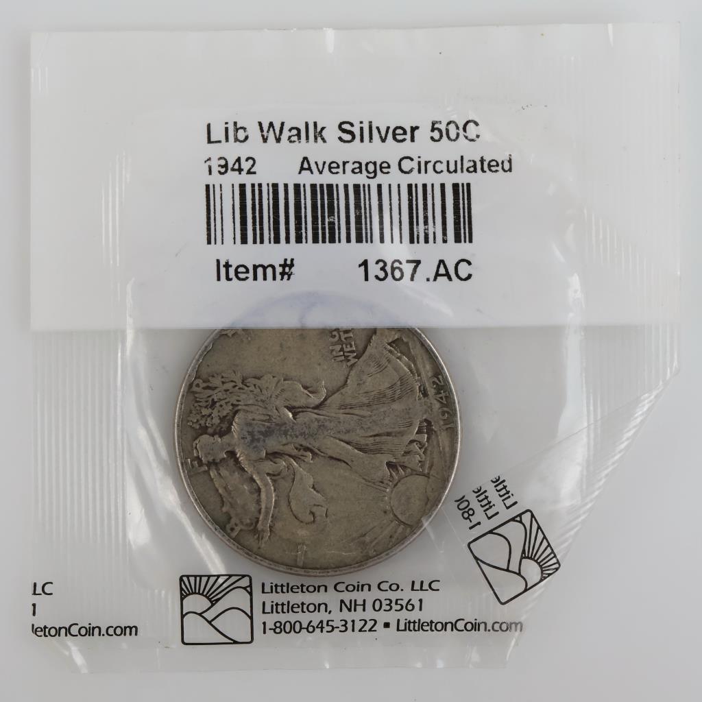 Littleton Coin Co. 1942 US Walking Liberty Silver Half Dollar