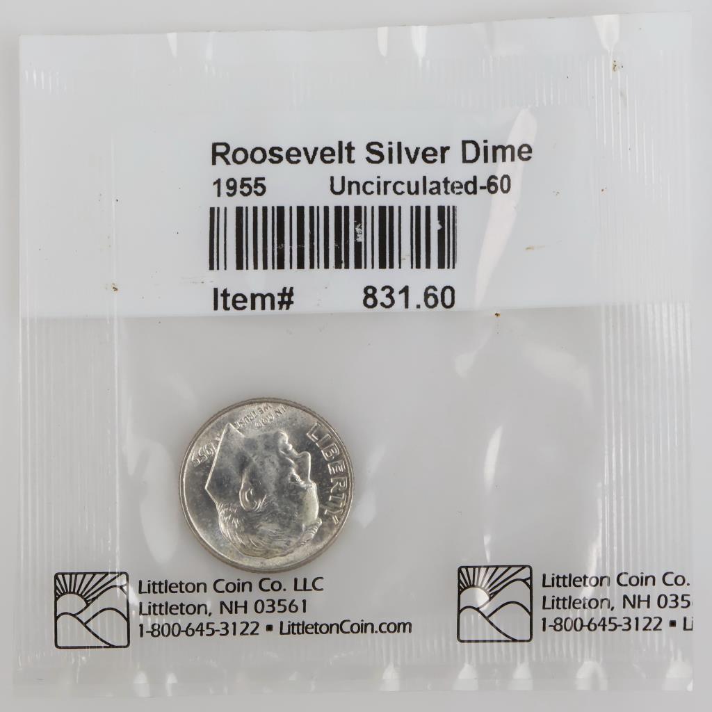 Littleton Coin Co. 1955 US Roosevelt Uncirculated Silver Dime