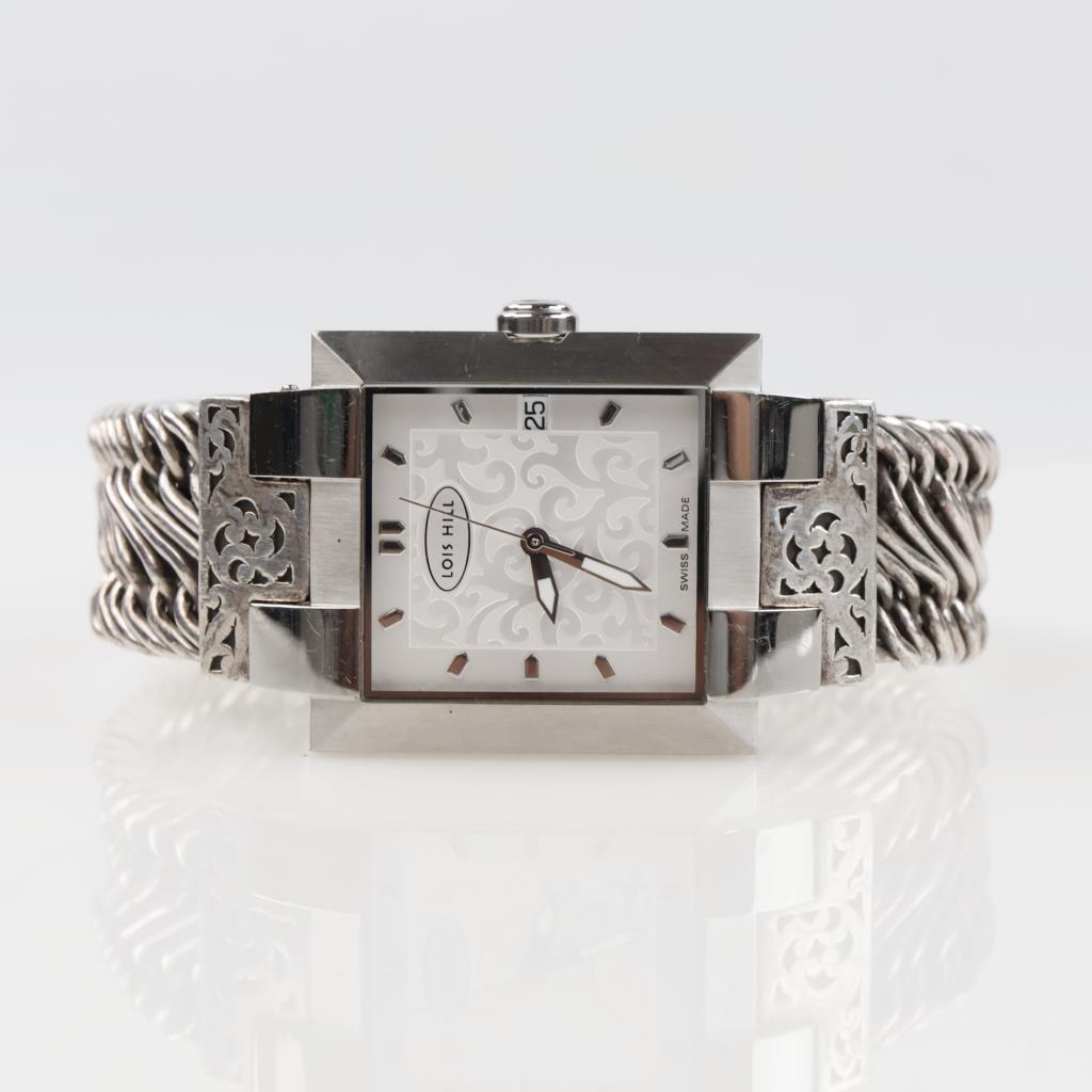 Lois Hill Silver Cable Rectangle Watch-Evaluated By Our Certified Gemologist-AGS/GIA