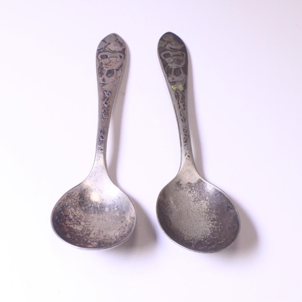 Lot Of 2 Vintage Mickey Mouse Silverplated Spoons Property Room