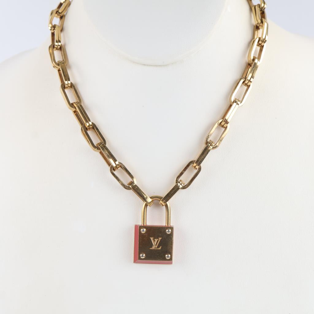 Louis Vuitton GP Lock N' Roll Red Enamel Necklace