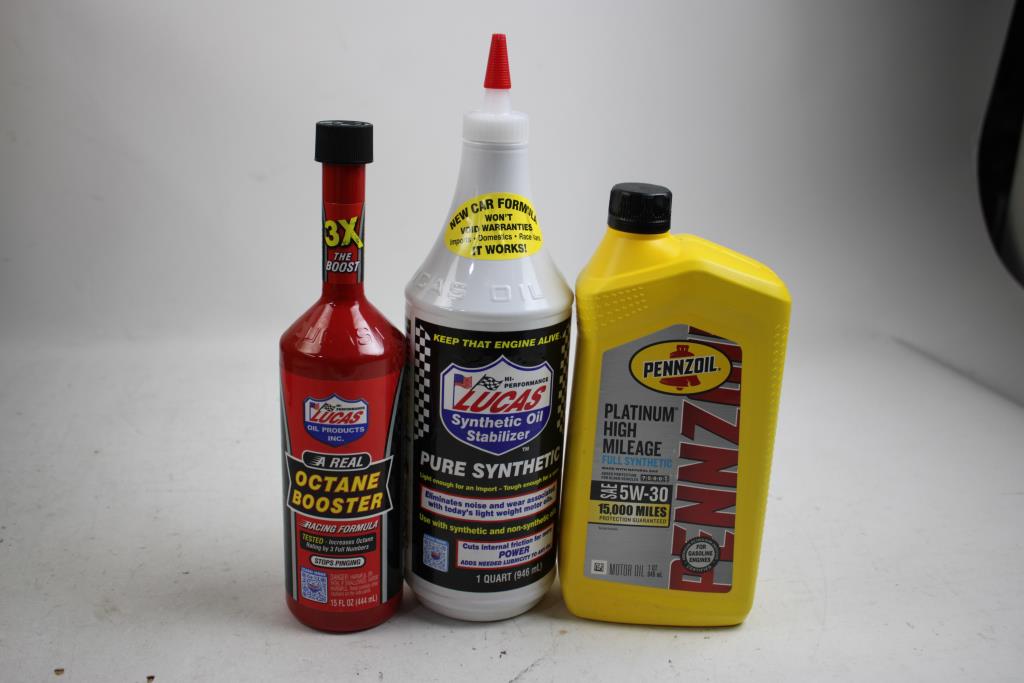 Lucas Synthetic Oil Stabilizer, Octane Booster, Pennzoil 5W-30 Motor Oil, 3 Pieces