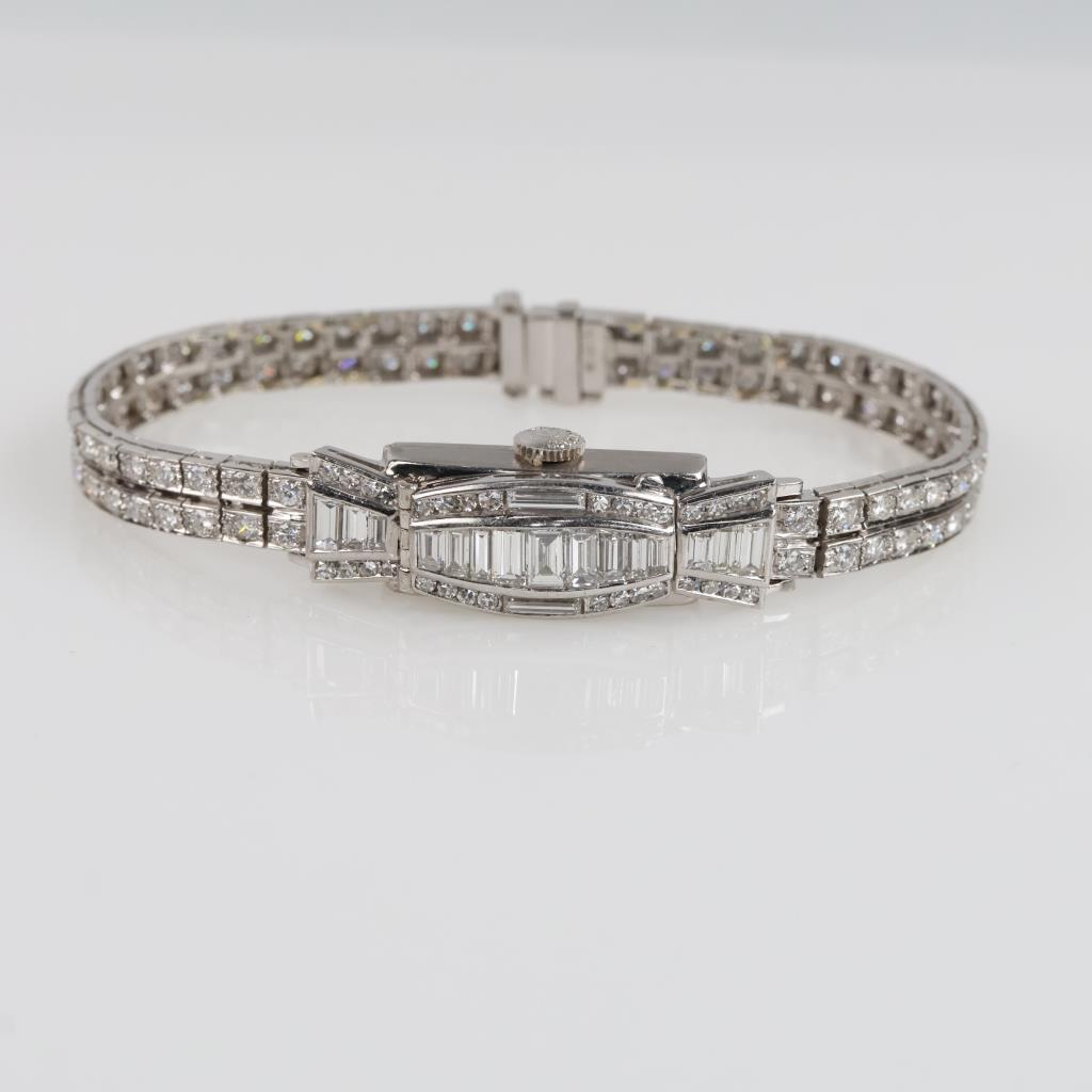 Lucien Picard 5.06cts TW Diamond Platinum Dress Watch- Evaluated By Our Certified Gemologist-AGS/GIA
