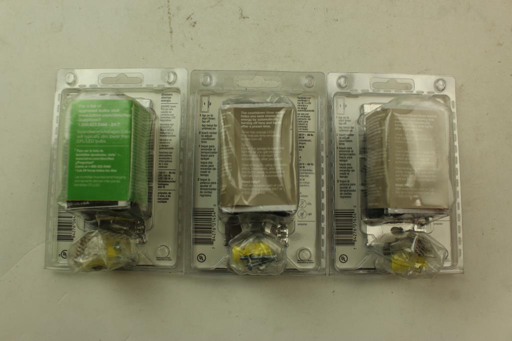 Lutron Dimmer & Timer Switches; 3 Pieces Property Room