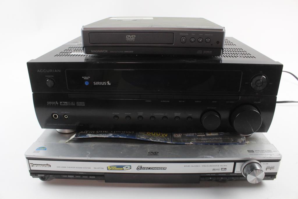 Magnavox, Panasonic And Accurian DVD Systems, 3 Pieces Property Room