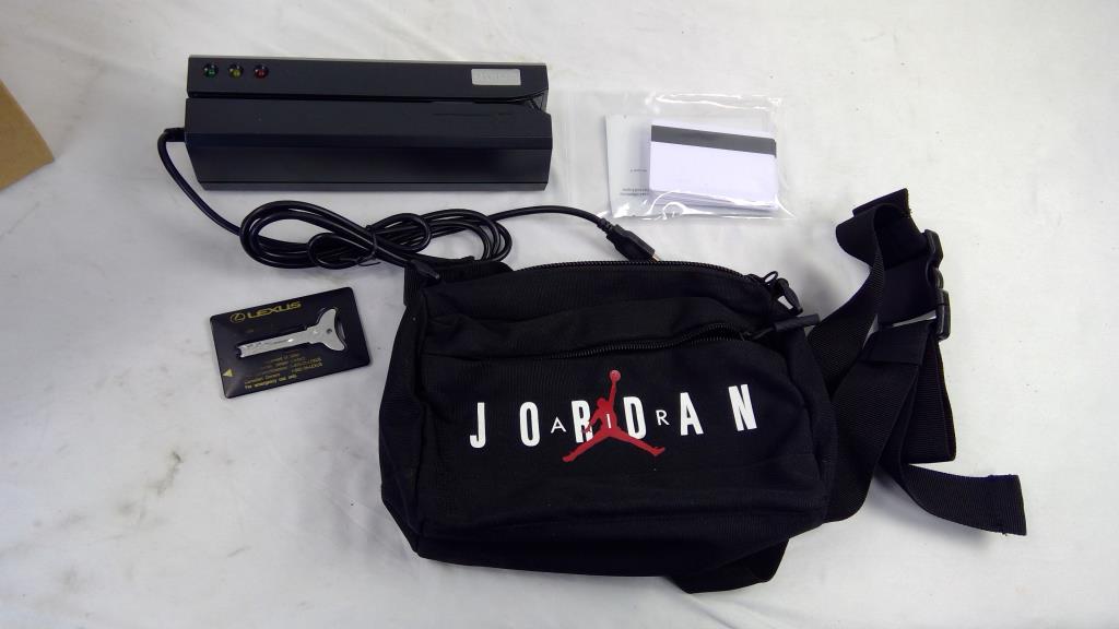 Magnetic Card Reader, Lexus Emergency Flat Key Card, And Air Jordan Fanny Pack