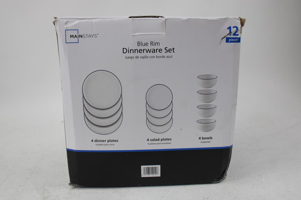 Mainstays Blue Rim, Dinnerware Set | Property Room