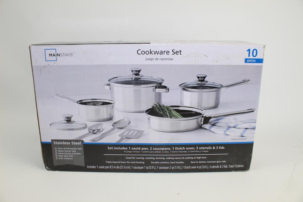 Mainstays Cookware Set; 10 Pieces Property Room