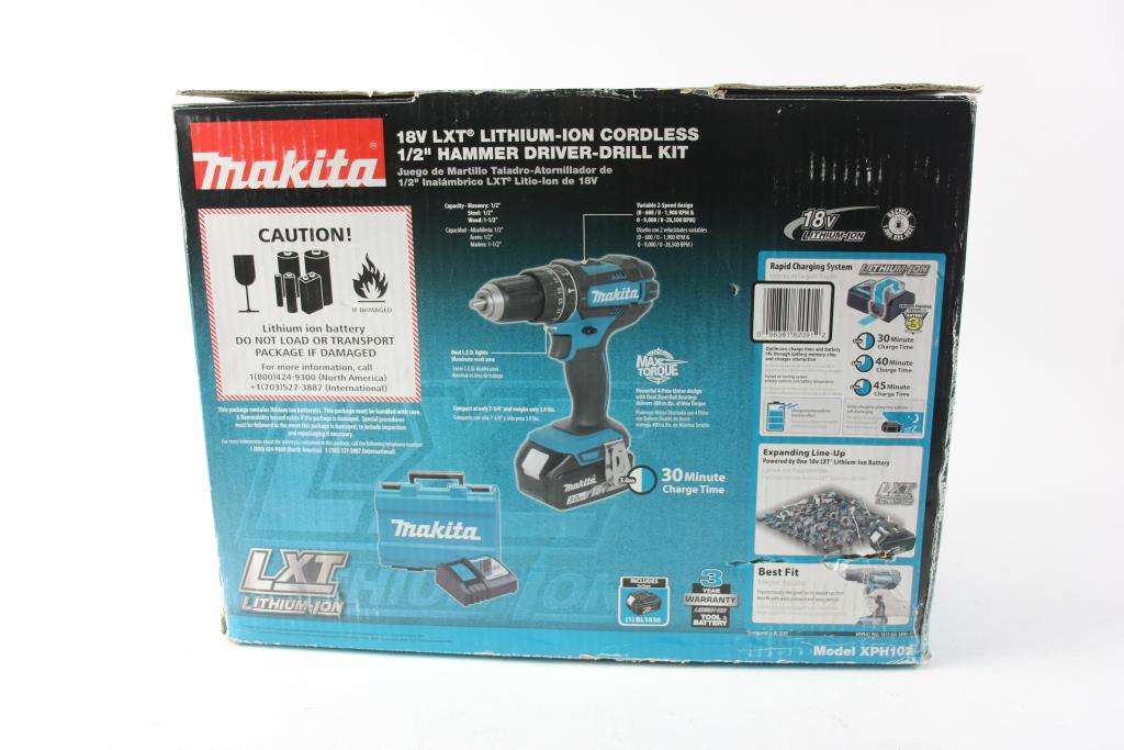 Makita 1/2" Hammer Drill/Driver Kit, XPH102 Property Room