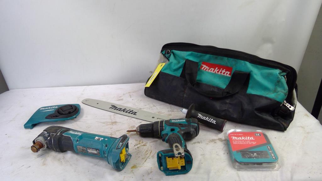 Makita Cordless Hammer Drill, Oscillating Multi-Tool, And More In Tool Bag