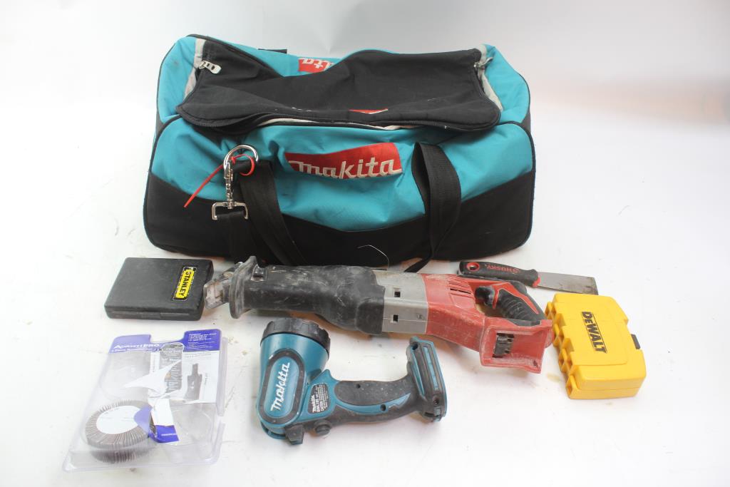 Makita Tool Bag With Milwaukee Cordless Reciprocating Saw And More