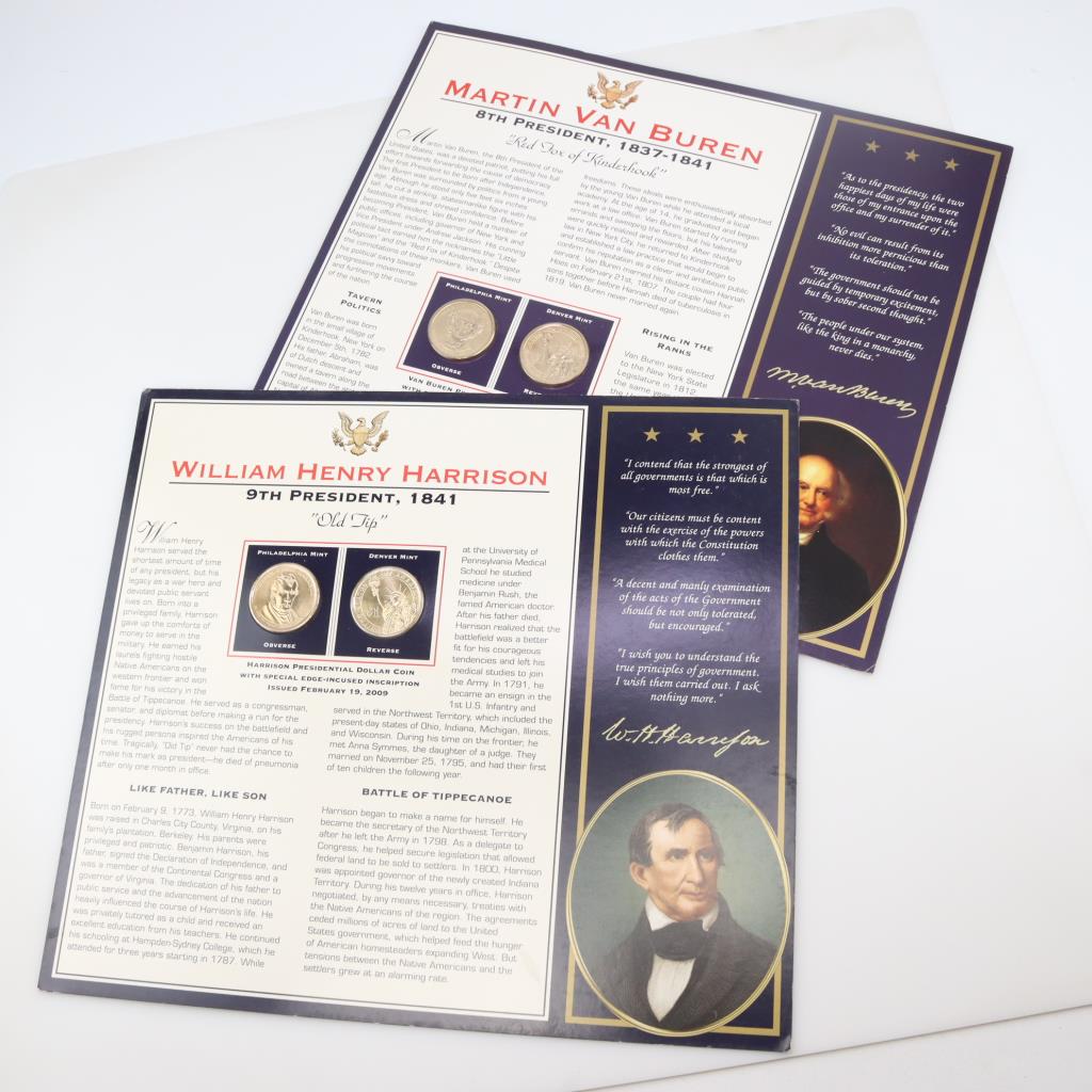 Martin Van Buren 8th President P&D Mint One Dollar Coins, 2 Pieces