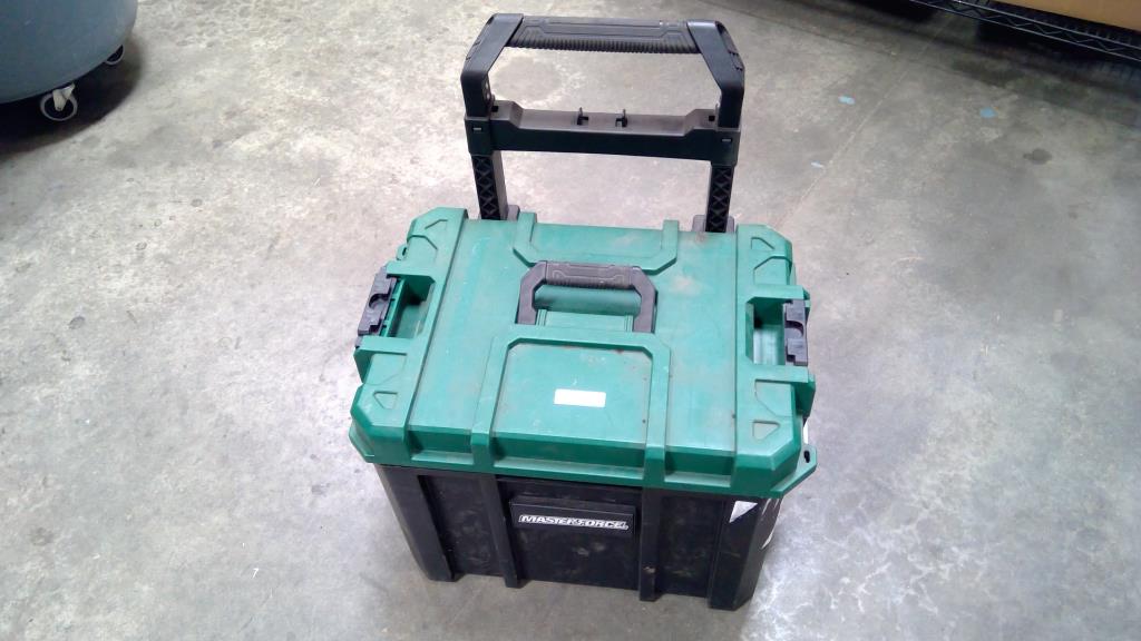 MasterForce Rolling Tool Box With Mixed Tools - Bolt Cutter, Pliers, Vise, And More