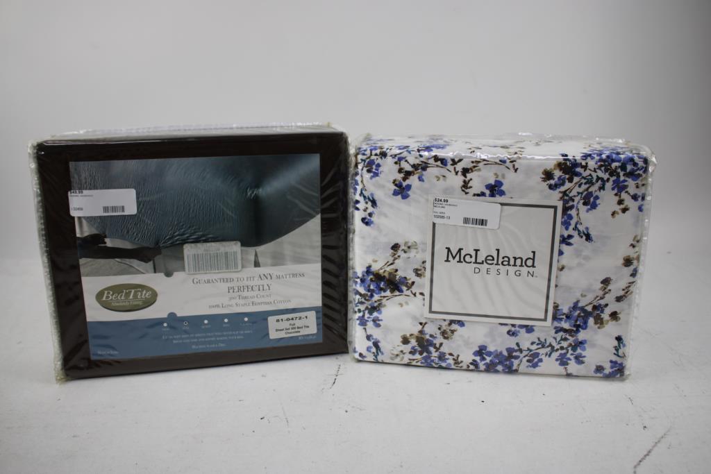 McLeland Floral Twin Sheet Set, BedTite Full-Size Sheet Set, 2 Pieces