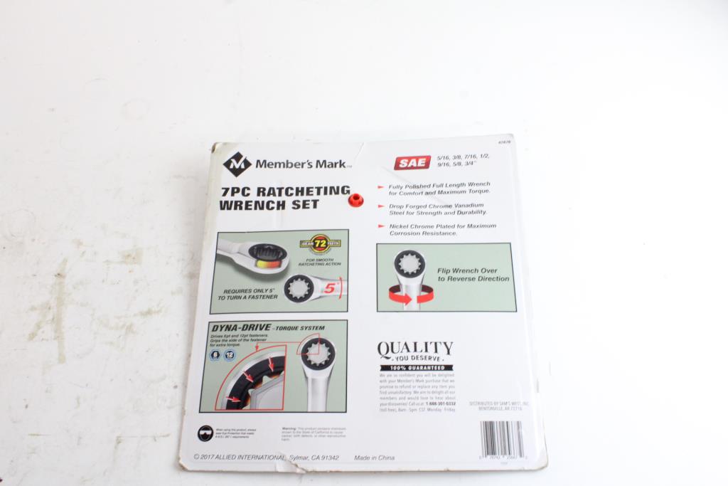 Member's Mark 7 Piece Ratcheting Wrench Set Property Room