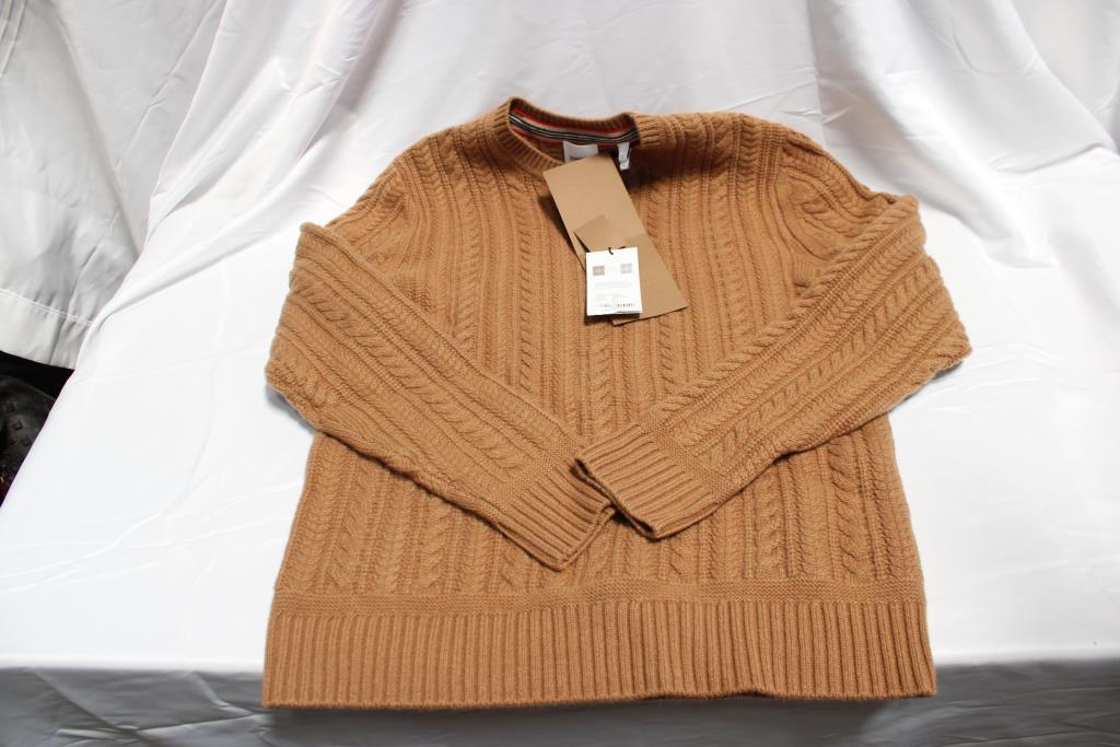 Men's Burberry Chunky Cable Knit Sweater, Size M