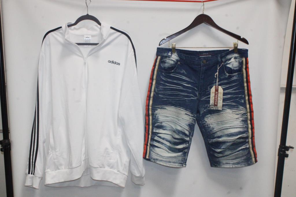 Men's Denim & Rivets Shorts And Adidas Essentials 3-Stripes Tricot ...